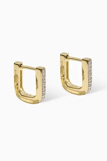 Pave Edged Square Hoop Earrings in 14kt Gold Vermeil