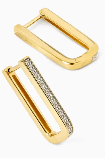 Pave Edged Rectangle Hoop Earrings in 14kt Gold Vermeil