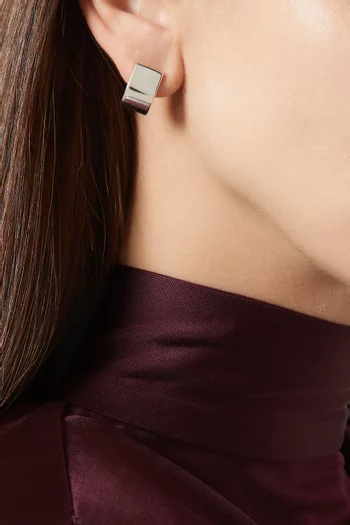 أقراط سميكة بتصميم مربع فضة إسترلينية