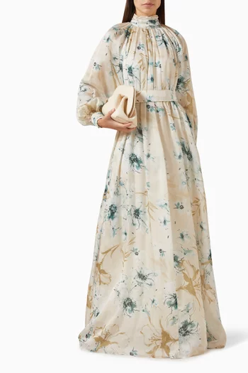 Lal Floral-print Belted Maxi Dress