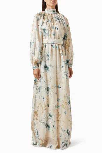 Lal Floral-print Belted Maxi Dress