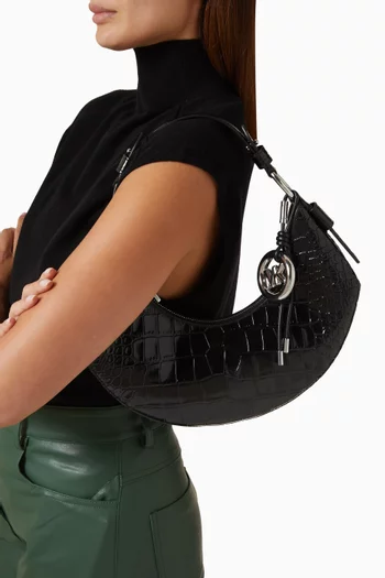 Medium Koa Shoulder Bag in Croc-embossed Leather