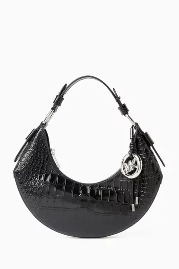 Medium Koa Shoulder Bag in Croc-embossed Leather