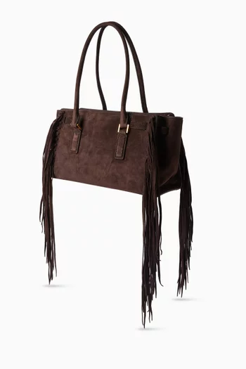 Small Hamilton Moderne Fringed Satchel in Suede