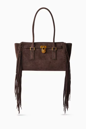 Small Hamilton Moderne Fringed Satchel in Suede