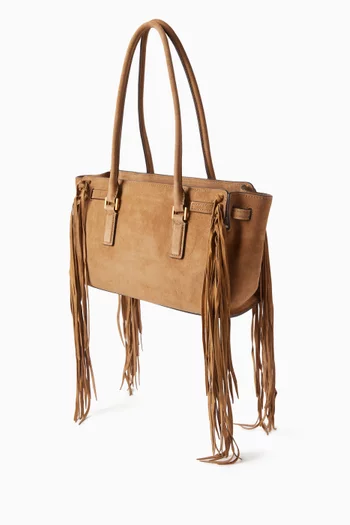 Small Hamilton Moderne Fringed Satchel in Suede