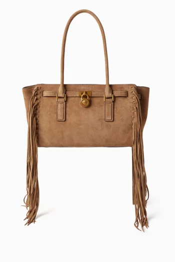 Small Hamilton Moderne Fringed Satchel in Suede