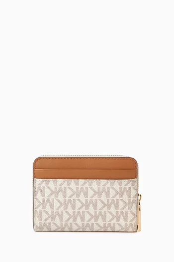 Small Jet Set Coin Card Case in Logo Canvas & Leather