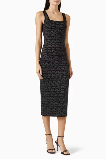 Logo Jacquard Dress in Viscose Blend