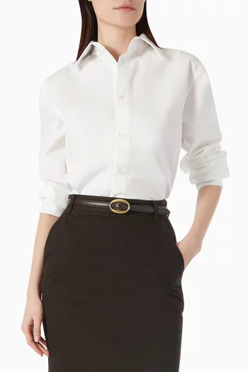 Oval Thin Belt in Leather