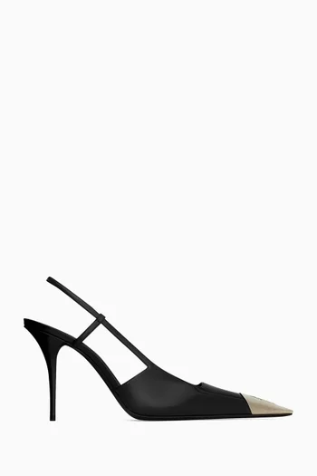 Jeanne 90 Slingback Pumps in Glazed Leather