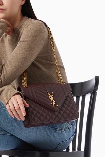 Medium Envelope Shoulder Bag in Grain De Poudre Embossed Leather