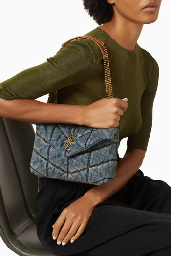 حقيبة توي ميني بتصميم مبطن منفوخ دينم كلاسيكي