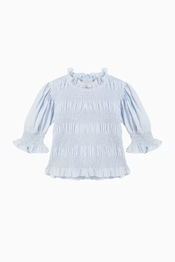 Dallas Smocked Blouse in Cotton-poplin