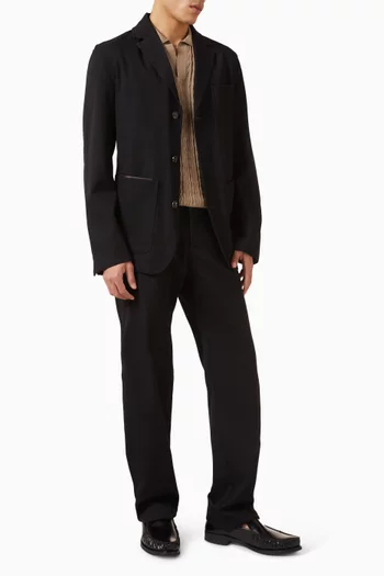 Straight-leg Pants in Wool-cotton Blend
