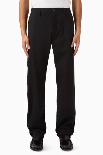 Straight-leg Pants in Wool-cotton Blend