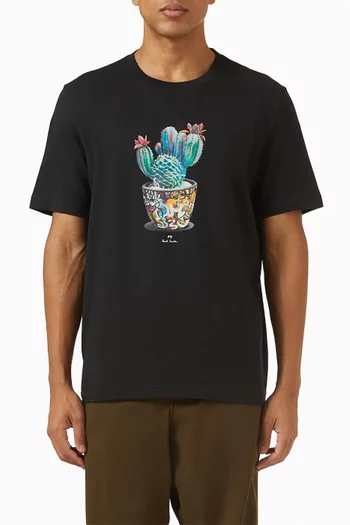 Cactus-print T-shirt in Organic Cotton