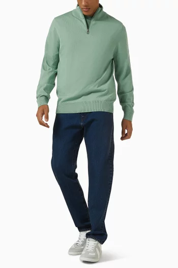 Zip-neck Knit Sweater in Merino Wool