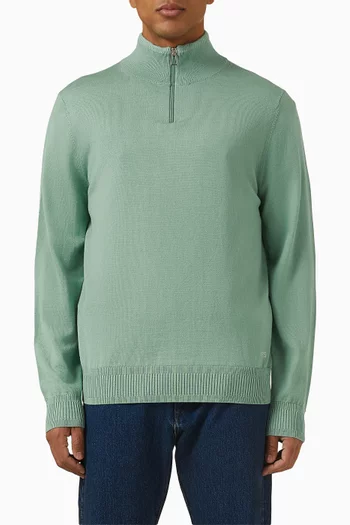Zip-neck Knit Sweater in Merino Wool