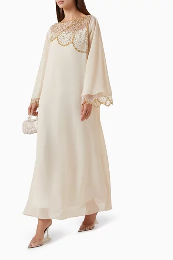 Scalloped Crystal-embellished Maxi Dress