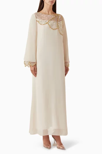 Scalloped Crystal-embellished Maxi Dress