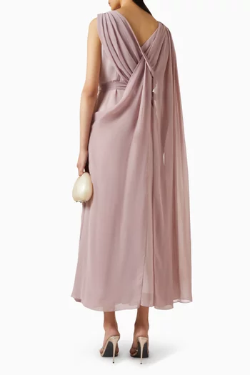 Pearl Beaded-trims Midi Dress