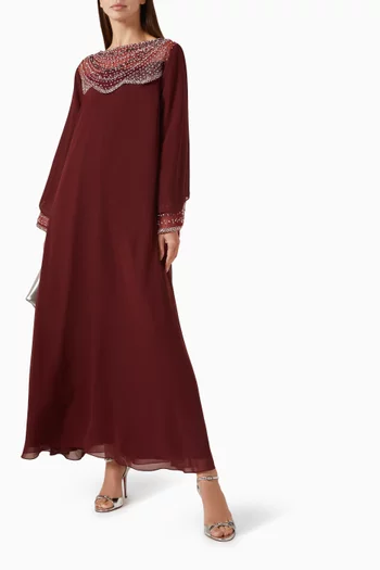 Scalloped Crystal-embellished Maxi Dress