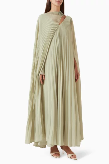 Detachable Cape Double-layered Maxi Dress