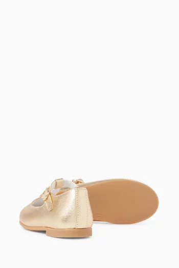T-bar Ballet Flats in Metallic Leather