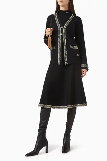 Bouclé-trim Cardigan in Knit