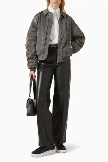 Rhinestone Logo Bomber Jacket