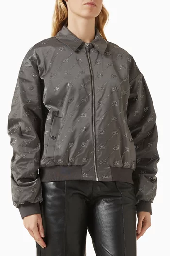 Rhinestone Logo Bomber Jacket