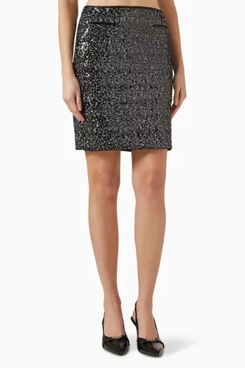 Sequin Embellished Skirt in Tweed