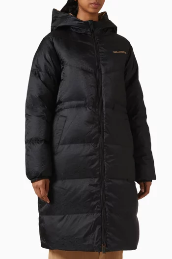 Reversible Long Puffer Jacket in Nylon
