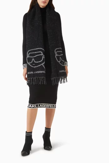 Ikon Jacquard Scarf in Wool-blend