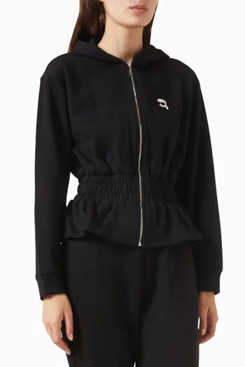 Ikon Patch Cinched Zip Hoodie in Cotton