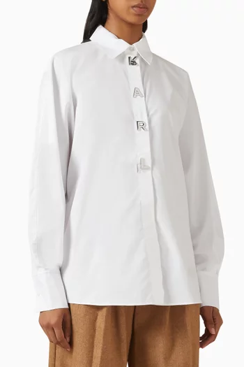 قميص بشعار الماركة قطن بوبلين