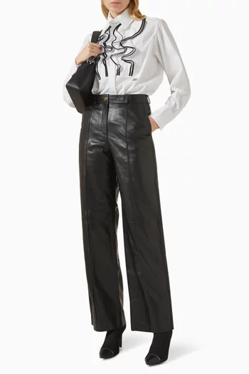 قميص بصدرية بكشكش قطن بوبلين