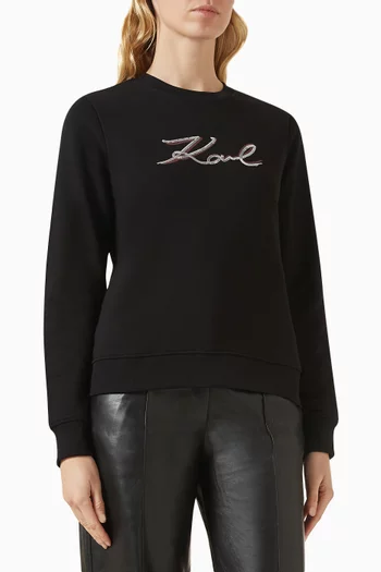 Sequin Signature Sweatshirt in Cotton-blend