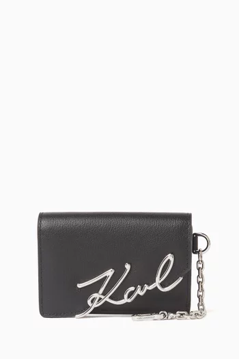 K/Signature Card Holder in Leather