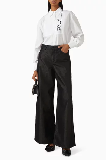 قميص بشعار الماركة قطن بوبلين