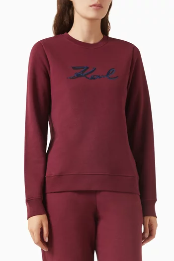 Sequin Signature Sweatshirt in Cotton-blend