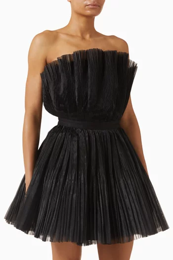 فستان رول بصدرية منحوتة تول وأورجانزا