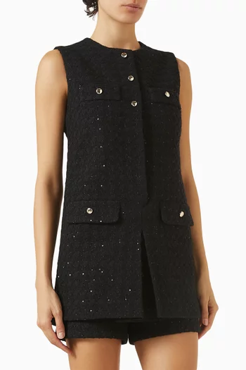 Sequin-embellished Playsuit in Tweed