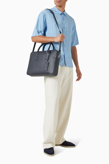 Large Briefcase in Grained Leather