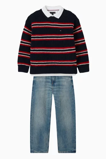 Cardigan Stitch Sweater in Cotton-blend