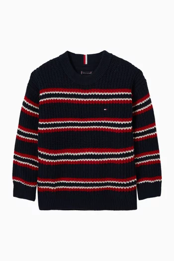 Cardigan Stitch Sweater in Cotton-blend