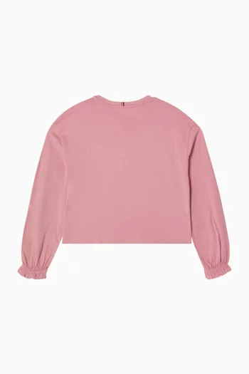 Embroidered Heart Long-sleeve T-shirt in Cotton