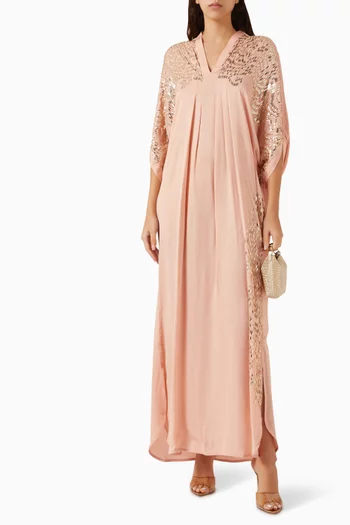 قفطان مطرز قماش جورجيت مزدوج