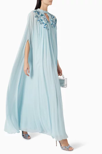 Pleated Cape Dres in Georgette